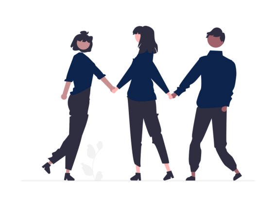 illustration of three people holding hands