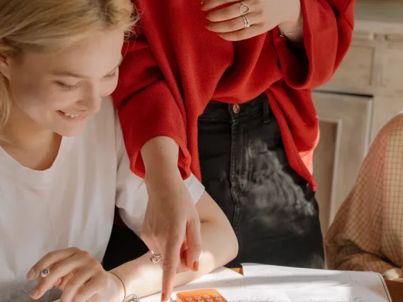 students working together at a table