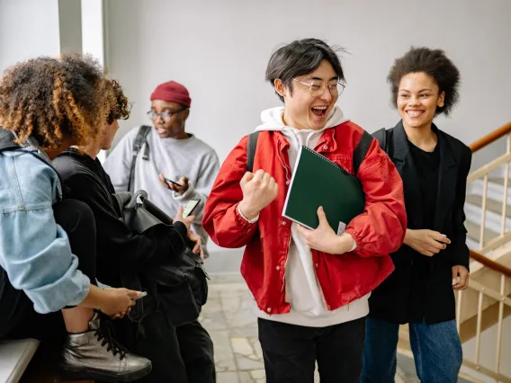 group of students in a stairwell