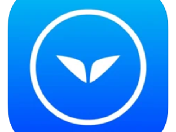 omvana app logo white figure on blue background