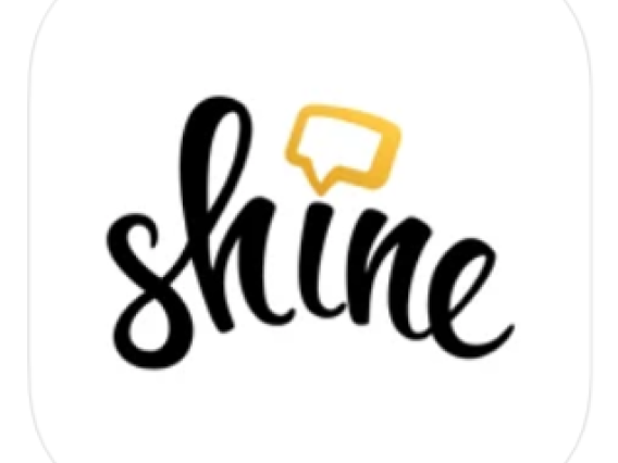 logo for shine app yellow speech bubble over the word shine
