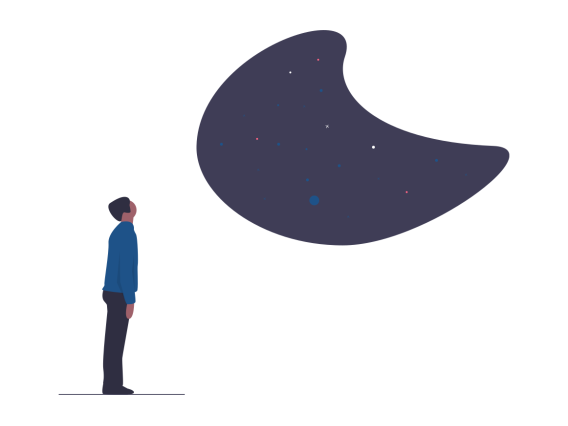 illustration of a person looking at the stars