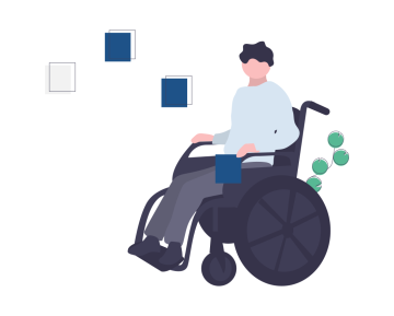 illustration of a man in a wheel chair